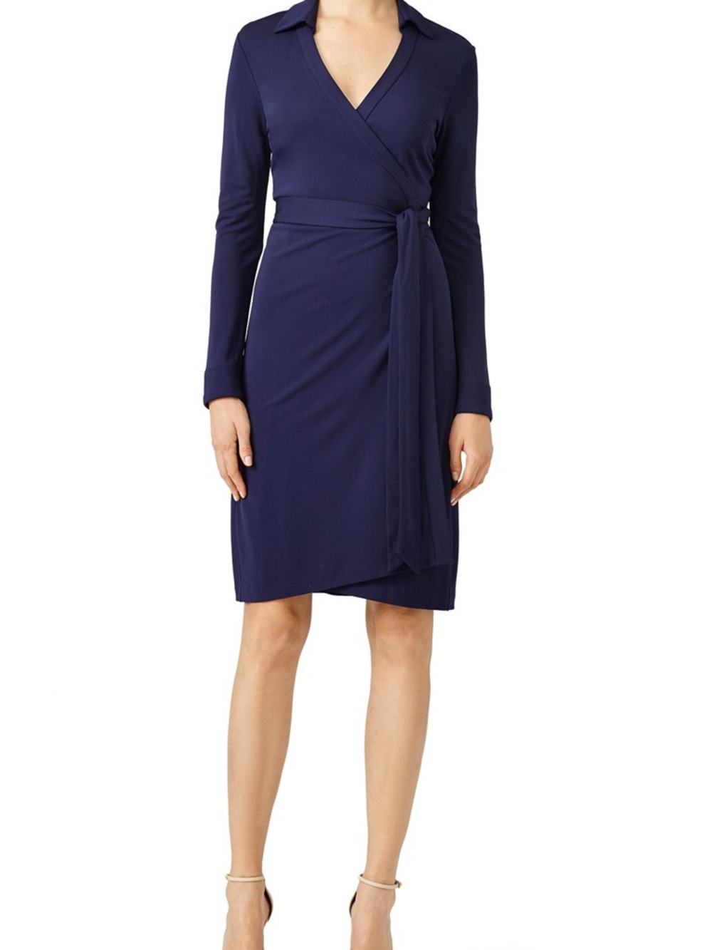 Diane Von Furstenberg Navy Long-Sleeve Wrap Dress